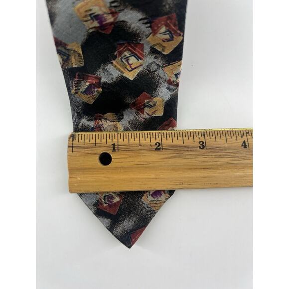Vintage 90's Gitano Necktie Mens Abstract Pottery Roman Dark Abstract Career - Picture 4 of 8